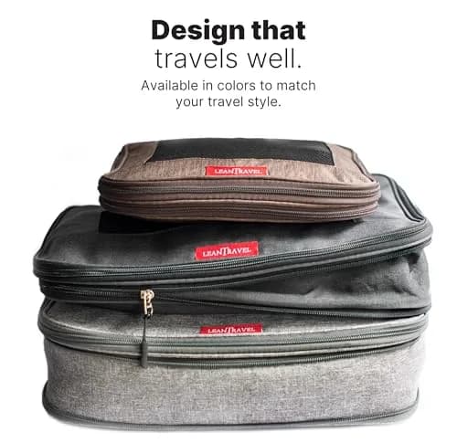 LeanTravel Premium Compression Packing Cubes for Travel - Suitcase Organizer Bags with Double Zipper & Breathable Mesh Panel - Space Saving Carry On Luggage Essentials (6-Pack, Grey, Black, Brown) thumbnail 9
