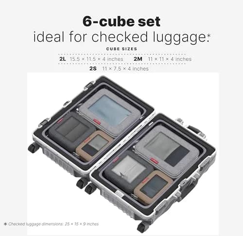 LeanTravel Premium Compression Packing Cubes for Travel - Suitcase Organizer Bags with Double Zipper & Breathable Mesh Panel - Space Saving Carry On Luggage Essentials (6-Pack, Grey, Black, Brown) thumbnail 2