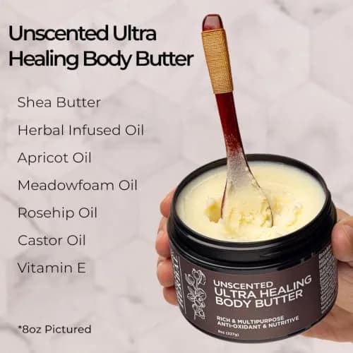 Ora's Herbal Unscented Ultra Healing Body Butter for Dry Skin, Shea, 8oz | Deep Moisturizer with Botanical Oils thumbnail 5