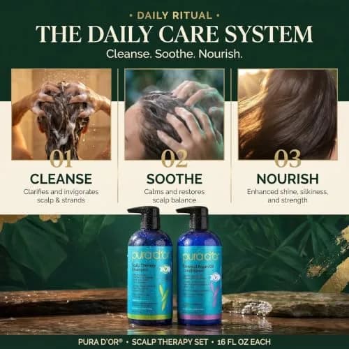 PURA D'OR Scalp Therapy Shampoo & Conditioner Set for Dryness, 946ml (32 Fl Oz) | Hair Regrowth Treatment for Thinning Hair thumbnail 6