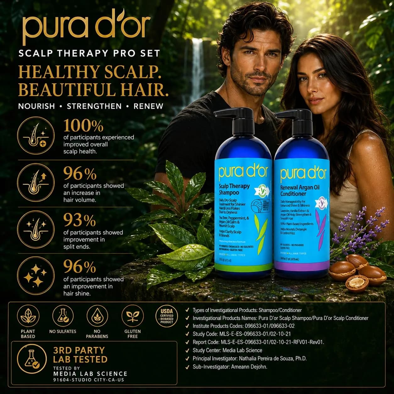 PURA D'OR Scalp Therapy Shampoo & Conditioner Set for Dryness, 946ml (32 Fl Oz) | Hair Regrowth Treatment for Thinning Hair - view 8