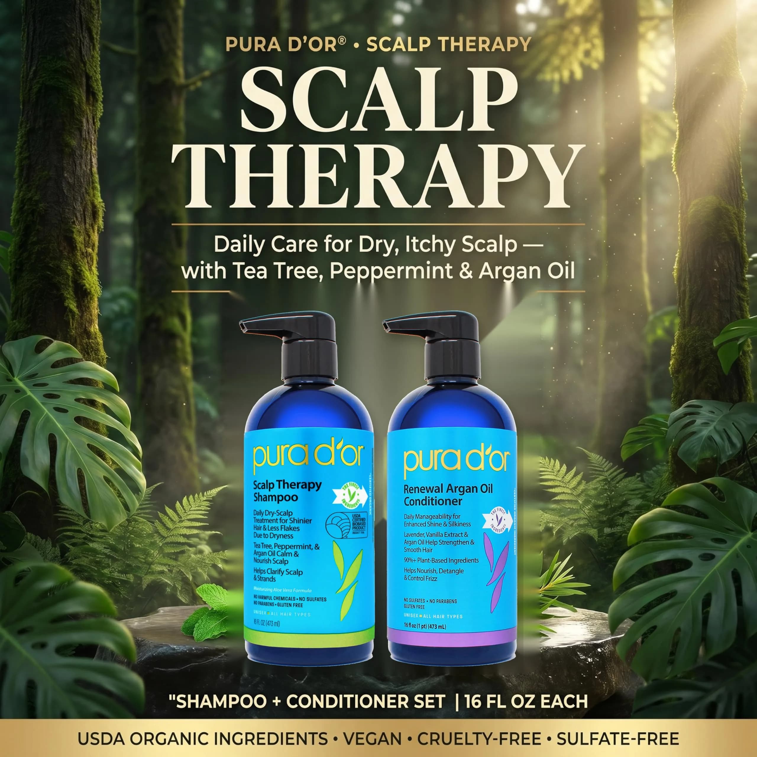 PURA D'OR Advanced Therapy Conditioner 16 Count (Pack of 2) - Tea Tree Peppermint Scent - view 2