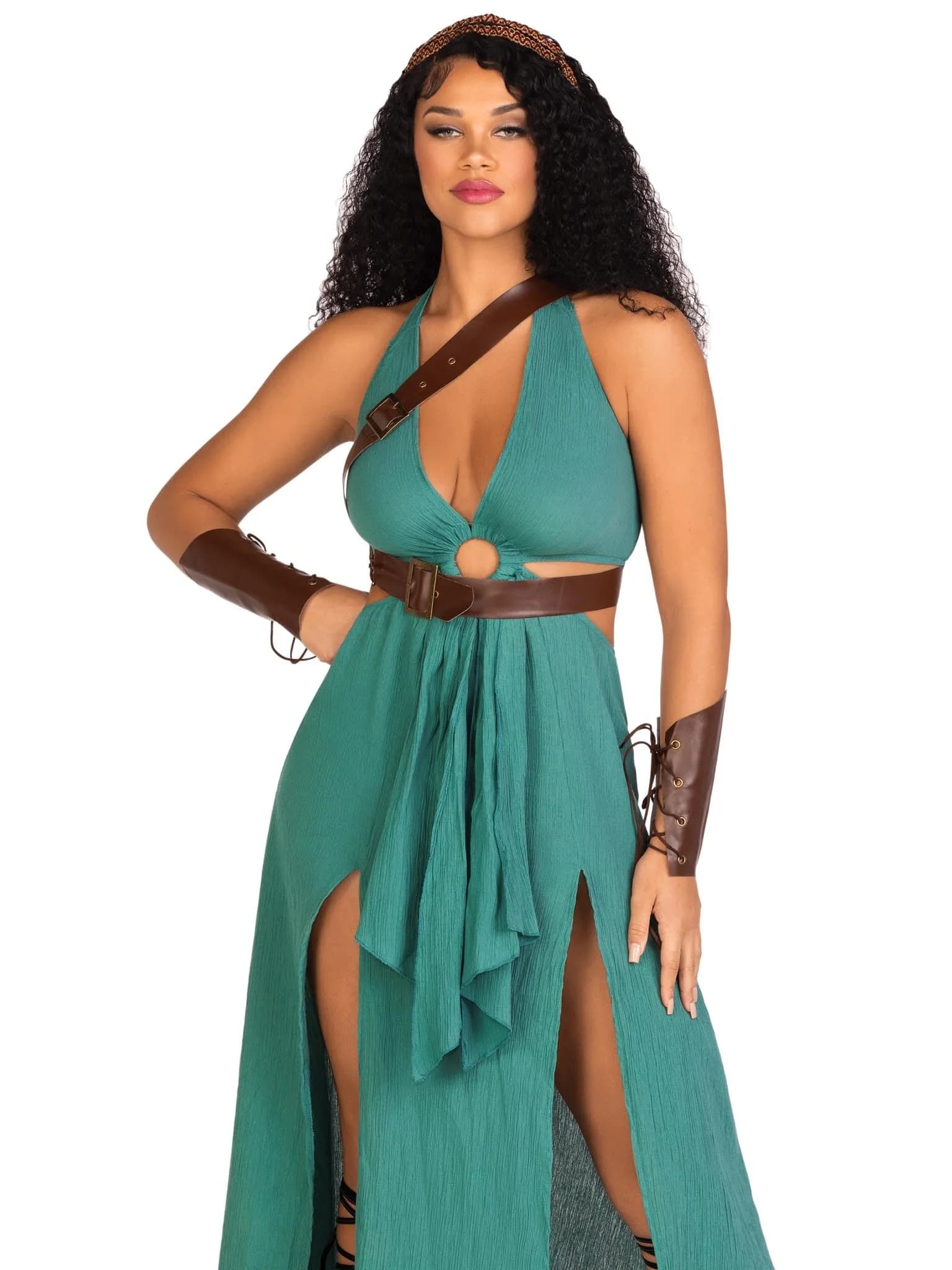 Leg Avenue Women's 4 Piece Warrior Maiden Costume X-Small | Goddess-Style Halloween Costume — Green