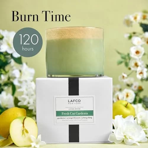 LAFCO NEW YORK 3-Wick Candle, Fresh Cut Gardenia - 30 oz | Long-Lasting Floral Scent, Reusable Glass Vessel thumbnail 4