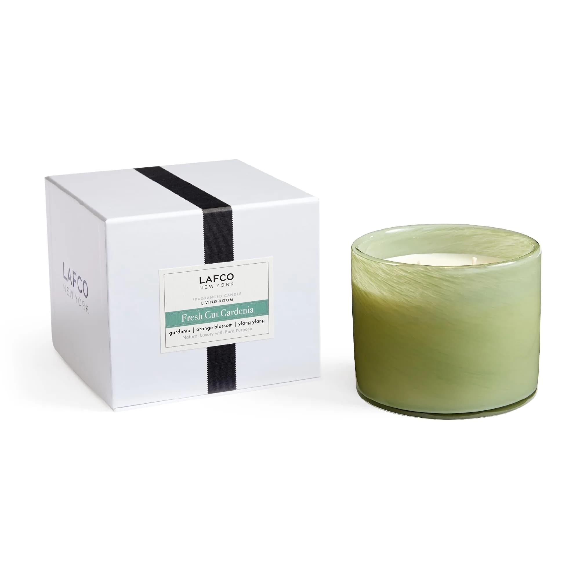 LAFCO NEW YORK 3-Wick Candle, Fresh Cut Gardenia - 30 oz | Long-Lasting Floral Scent, Reusable Glass Vessel - main product image