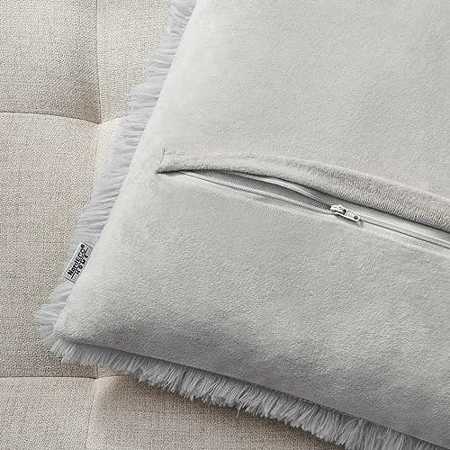 NordECO HOME Faux Fur Throw Pillow Covers 18x18 Inches | Plush Grey Decor for Couch & Bed thumbnail 3