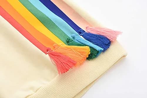 BINIDUCKLING Little Kids Crew Neck Rainbow Sweatshirt Girls 4T | Breathable Cotton Blend for Toddler Comfort thumbnail 8