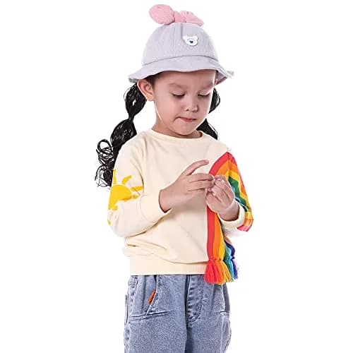 BINIDUCKLING Little Kids Crew Neck Rainbow Sweatshirt Girls 4T | Breathable Cotton Blend for Toddler Comfort thumbnail 2