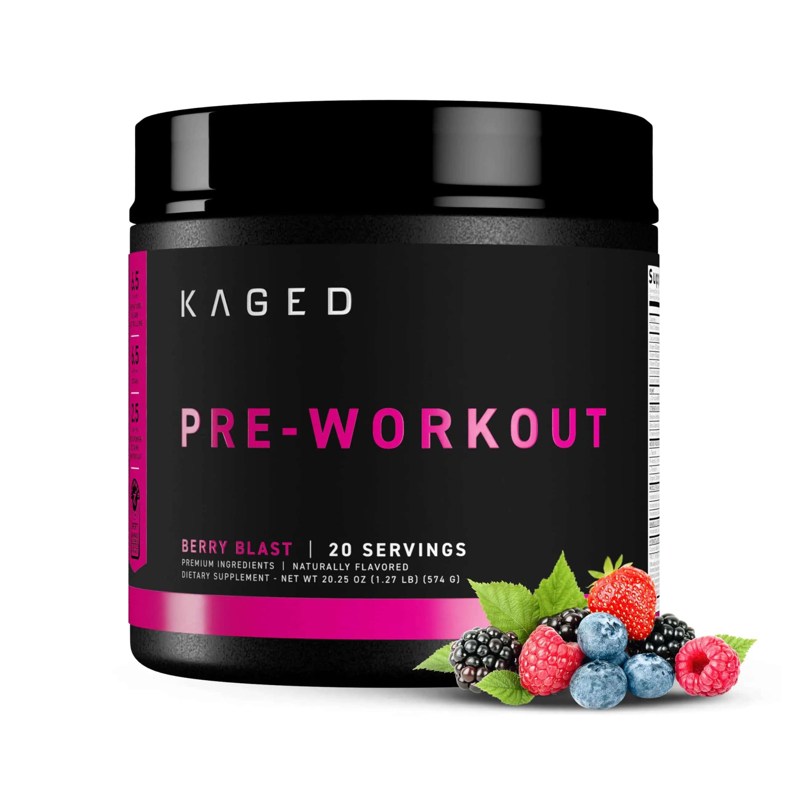 Kaged Original Pre Workout Powder | Berry Blast | 20 Servings | Supports Focus & Muscle Pumps