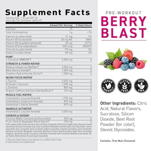 Kaged Original Pre Workout Powder | Berry Blast | 20 Servings | Supports Focus & Muscle Pumps thumbnail 6