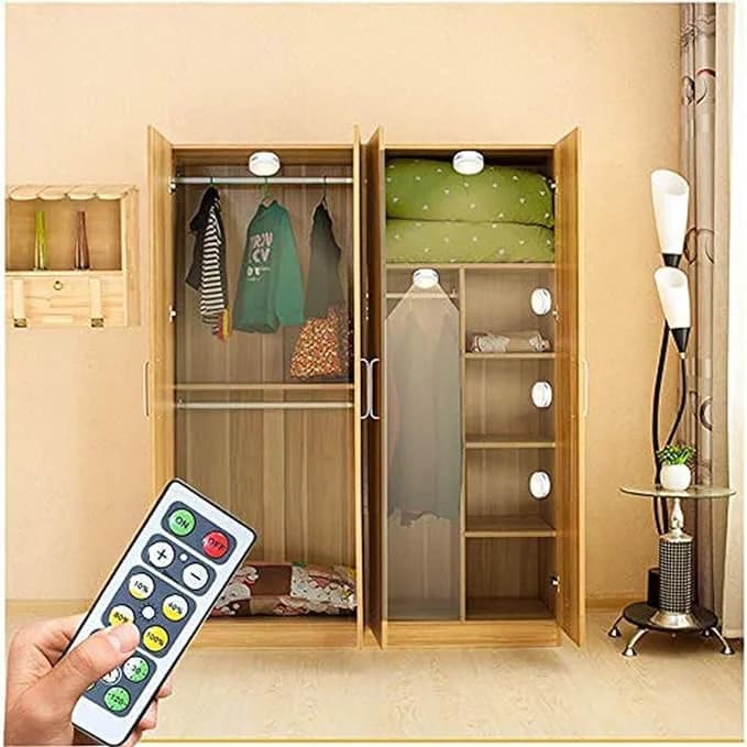 Starxing LED Puck Lights with Remote Control, Stick On Under Cabinet Lights 6-Pack | 4000K Natural White, Battery Powered thumbnail 7