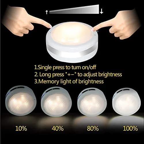 Starxing LED Puck Lights with Remote Control, Stick On Under Cabinet Lights 6-Pack | 4000K Natural White, Battery Powered thumbnail 3