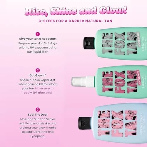 The Fox Tan Triple Threat Bundle | Hydrating Natural Tanning Accelerators for Deeper & Darker Tans (120mL x2 + 220mL) | Vegan & Cruelty-Free thumbnail 2