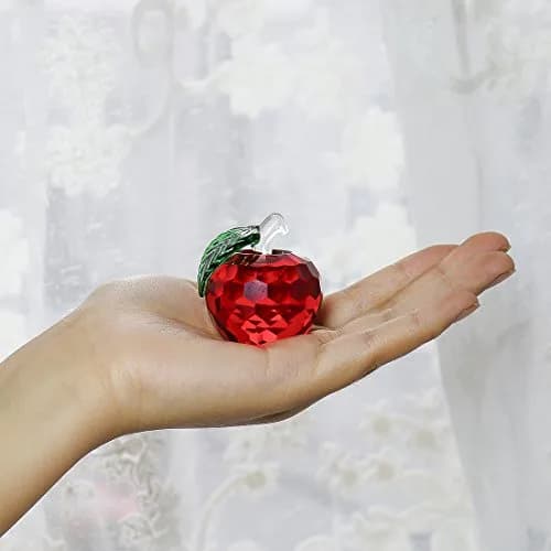 H&D HYALINE & DORA 40mm Red Crystal Apple Paperweight Christmas Eve Decor | Elegant Gift for Office & Home thumbnail 2