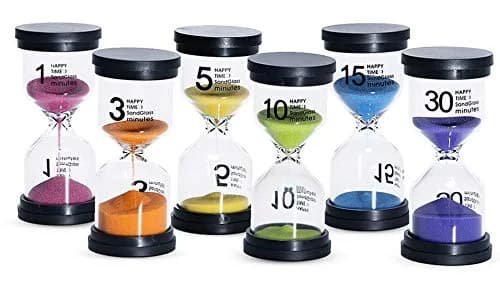 KSM UP Sand Timer 6 Colors Hourglass 1/3/5/10/15/30 Minutes | Colorful, Shock-Resistant Kids & Classroom Timer thumbnail 1