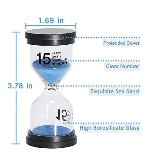 KSM UP Sand Timer 6 Colors Hourglass 1/3/5/10/15/30 Minutes | Colorful, Shock-Resistant Kids & Classroom Timer thumbnail 2