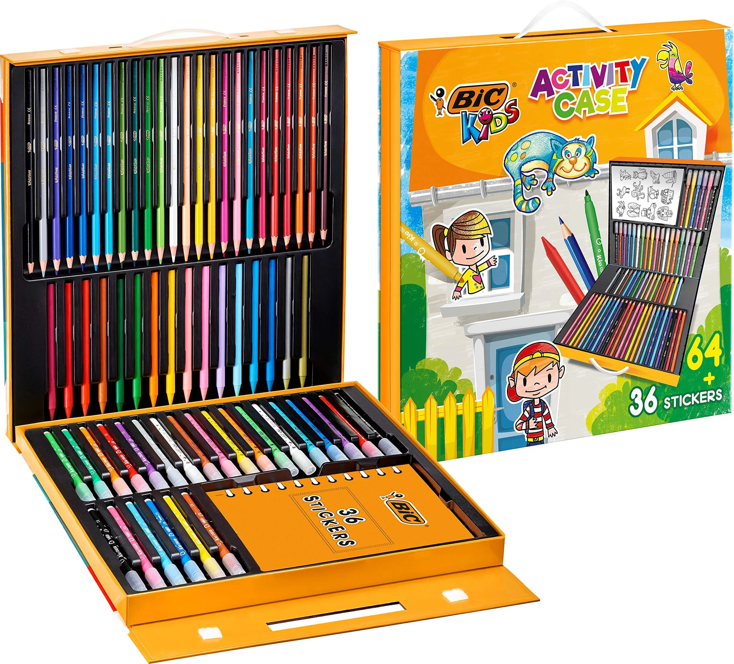 BIC Kids Stationery Activity Set and Carry Case, 64 Colouring Items | Complete Coloring Kit for Kids in India — Multicoloured