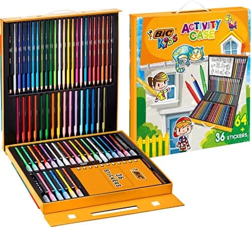 BIC Kids Stationery Activity Set and Carry Case, 64 Colouring Items | Complete Coloring Kit for Kids in India thumbnail 1