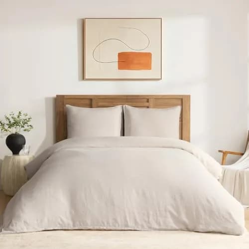 DAPU 100% French Linen Duvet Cover Queen | Natural Linen Cooling & Soft Texture thumbnail 1