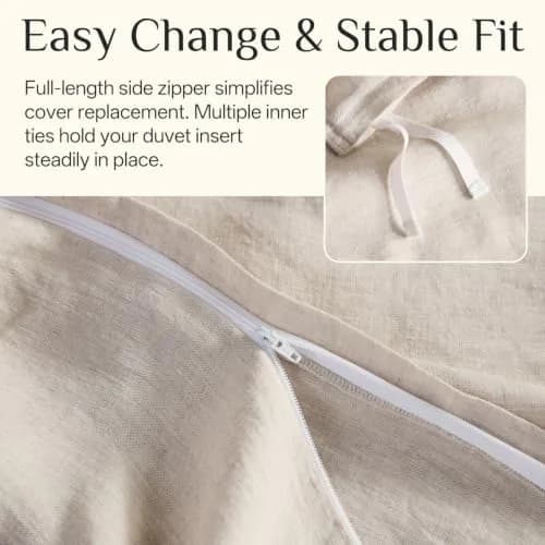 DAPU 100% French Linen Duvet Cover King | Natural Linen Bedding for Summer & All Seasons thumbnail 5