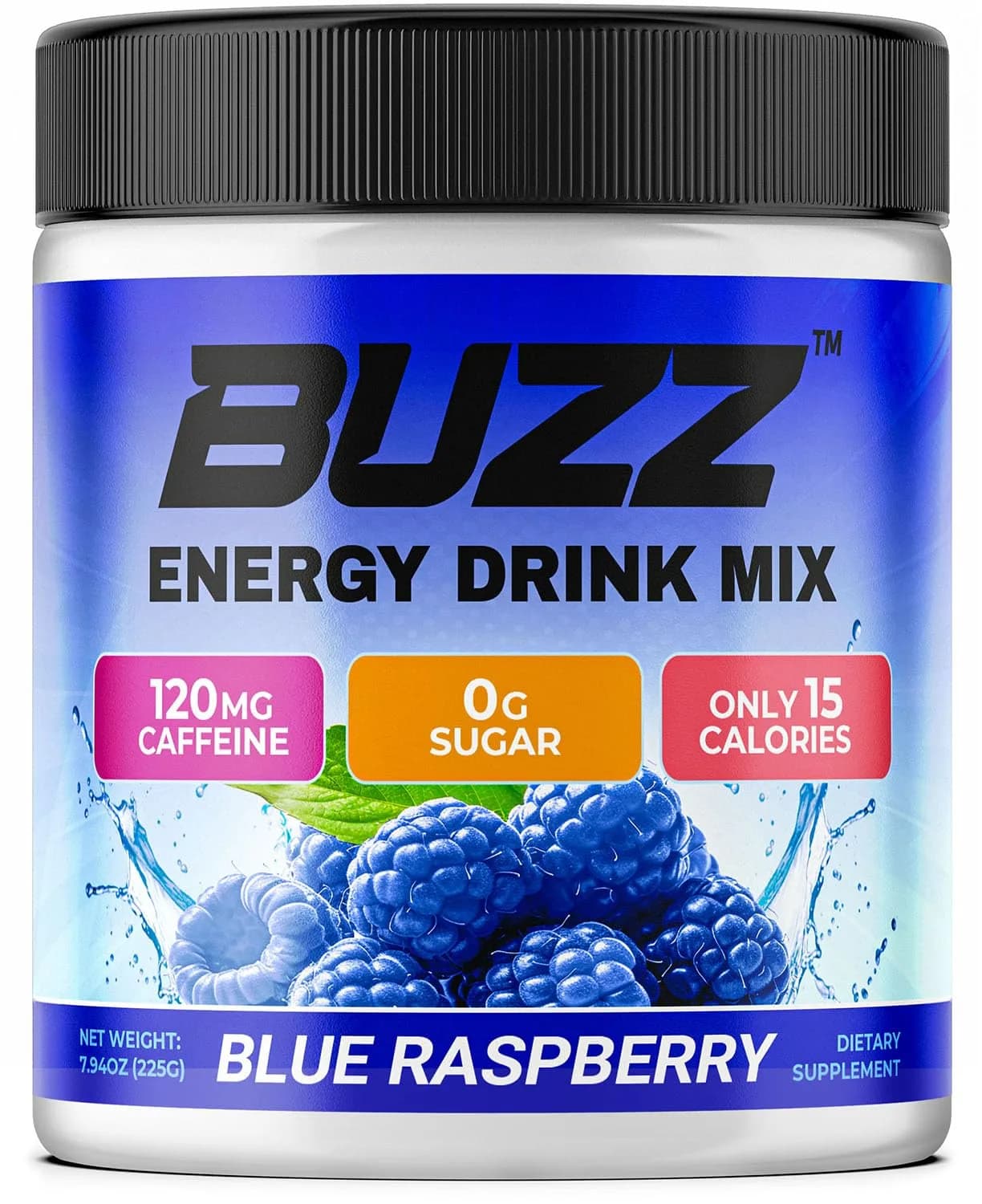 Morning Buzz Sugar Free Energy Drink Powder 30 Servings | Raspberry Flavor, Vegan, Gluten-Free — Blue Raspberry