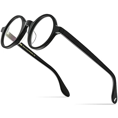 HEPIDEM Vintage Retro Round Optical Glasses Frame 46mm (Black) | Full Rim Acetate Eyeglass Frame — Black Big 46mm