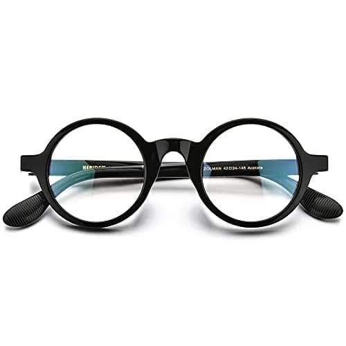 HEPIDEM Vintage Retro Round Optical Glasses Frame 46mm (Black) | Full Rim Acetate Eyeglass Frame thumbnail 4