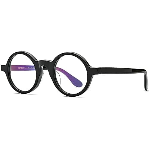 HEPIDEM Vintage Retro Round Optical Glasses Frame 46mm (Black) | Full Rim Acetate Eyeglass Frame thumbnail 5