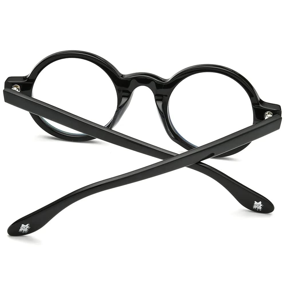 HEPIDEM Vintage Retro Round Optical Glasses Frame 46mm (Black) | Full Rim Acetate Eyeglass Frame - view 6