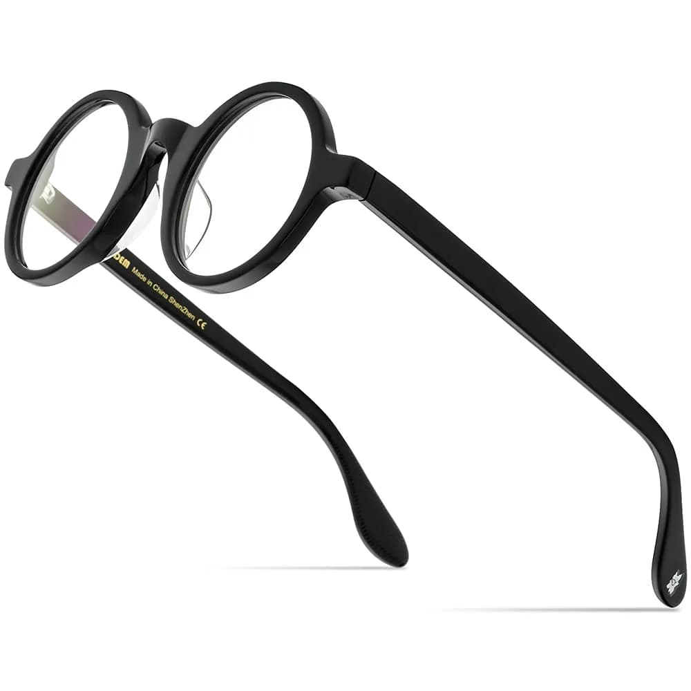 HEPIDEM Vintage Retro Round Optical Glasses Frame 46mm (Black) | Full Rim Acetate Eyeglass Frame - main product image
