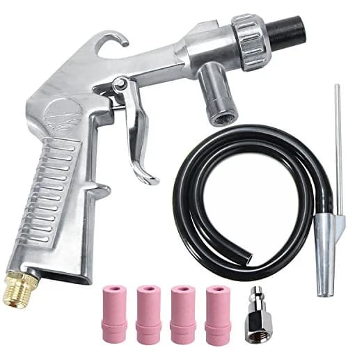 Wogoboo Sand Blaster Kit with 6mm Steel Nozzle & 4 Ceramic Nozzles | 135x150mm Siphon Feed Gun for Rust Removal & Surface Polishing thumbnail 1