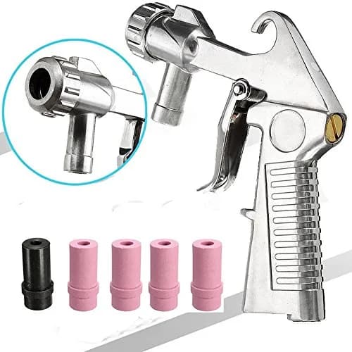 Wogoboo Sand Blaster Kit with 6mm Steel Nozzle & 4 Ceramic Nozzles | 135x150mm Siphon Feed Gun for Rust Removal & Surface Polishing thumbnail 2