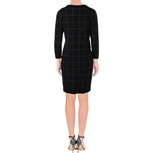 Anne Klein Women's Long Sleeve Sweater Dress, S | Jacquard Fabric, Crew Neck, Regular Fit thumbnail 4