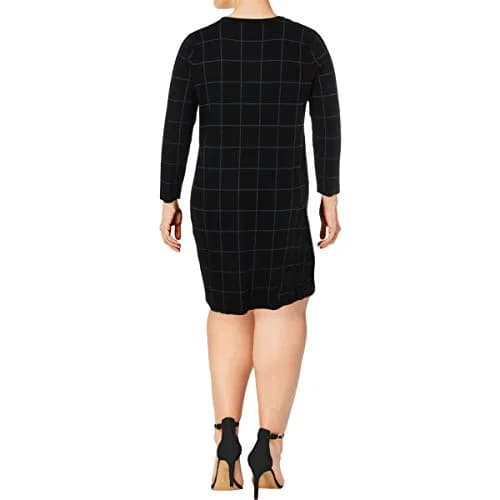 Anne Klein Women's Long Sleeve Sweater Dress, S | Jacquard Fabric, Crew Neck, Regular Fit thumbnail 2