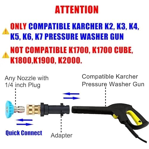 M MINGLE Pressure Washer Gun Adapter to 1/4" QC | Compatible Karcher K2-K7, Brass, Durable, 2000 PSI thumbnail 3