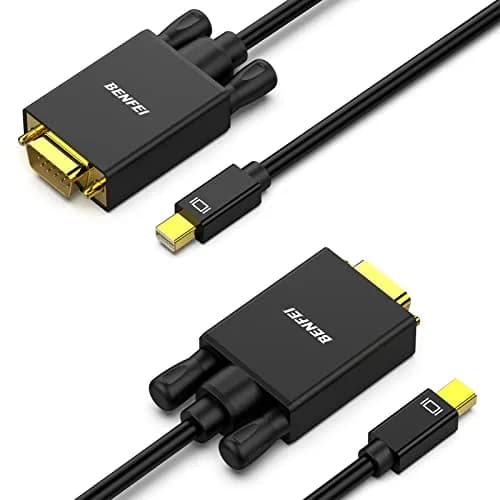 BENFEI Mini DisplayPort to VGA Cable 6 Feet (1.83m) - 2 Pack | Thunderbolt Compatible for Laptops to HDTVs & Projectors thumbnail 1