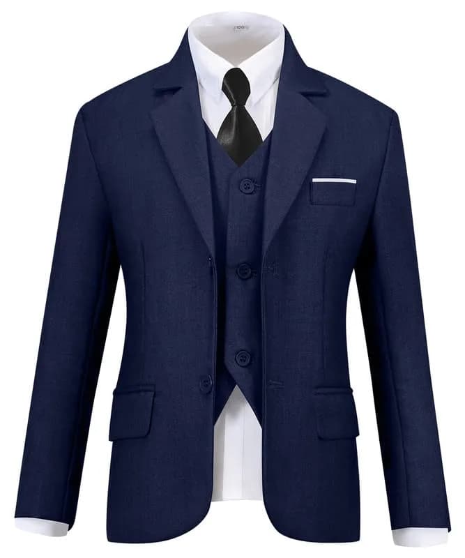 Visaccy Boys Suit Formal Ring Bearer Outfit for Boy Kids Navy Blue Suits Size 14 | Classic 5-Piece Suit with Slim Fit & Adjustable Waist thumbnail 5