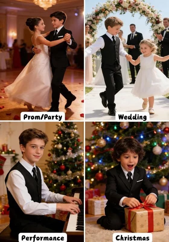 Visaccy Boys Suit 5T | Slim Fit Black Formal Suit for Toddler in India thumbnail 9