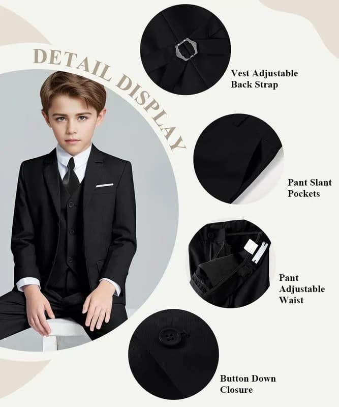 Visaccy Boys Suit 5T | Slim Fit Black Formal Suit for Toddler in India thumbnail 2