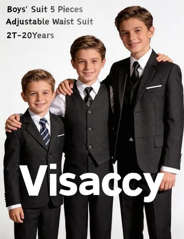 Visaccy Boys Suit 5T | Slim Fit Black Formal Suit for Toddler in India thumbnail 6