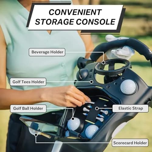 CUBE 3-Wheel Golf Push Cart 14.5 lb | Ultra-Compact Folding Trolley with Adjustable Handle & Foot Brake thumbnail 3
