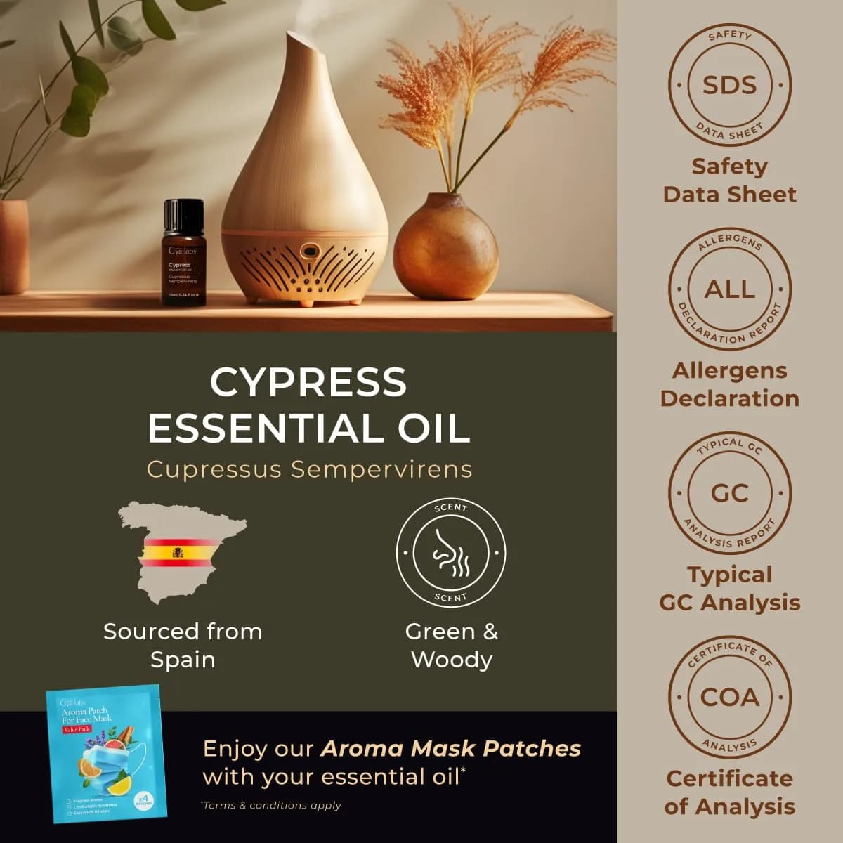 Gya Labs Cypress Essential Oil 10ml (0.34 Fl Oz) | Natural Green & Earthy Aroma for Diffusers & Candles - view 6