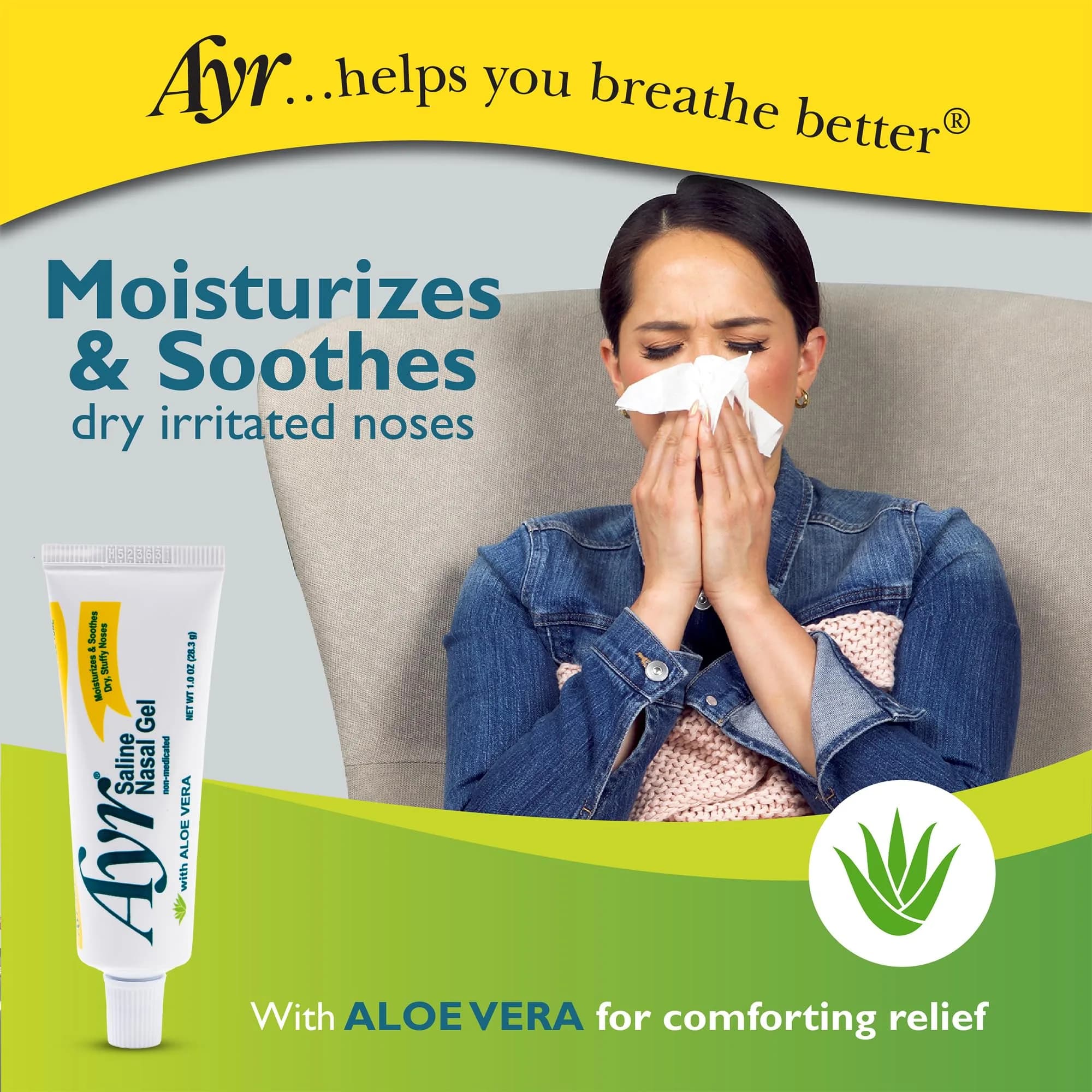 AYR Saline Nasal Gel with Aloe 29.57ml (1.0 Fl Oz) | Soothes Dry Noses - view 5