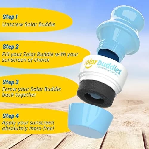 Solar Buddies Refillable Sunscreen Applicator — Full Blue — 100ml (3.4 Fl Oz) | Mess-Free Roll-On for All Skin Types thumbnail 4