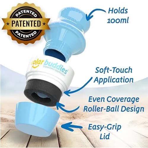 Solar Buddies Refillable Sunscreen Applicator — Full Blue — 100ml (3.4 Fl Oz) | Mess-Free Roll-On for All Skin Types thumbnail 2