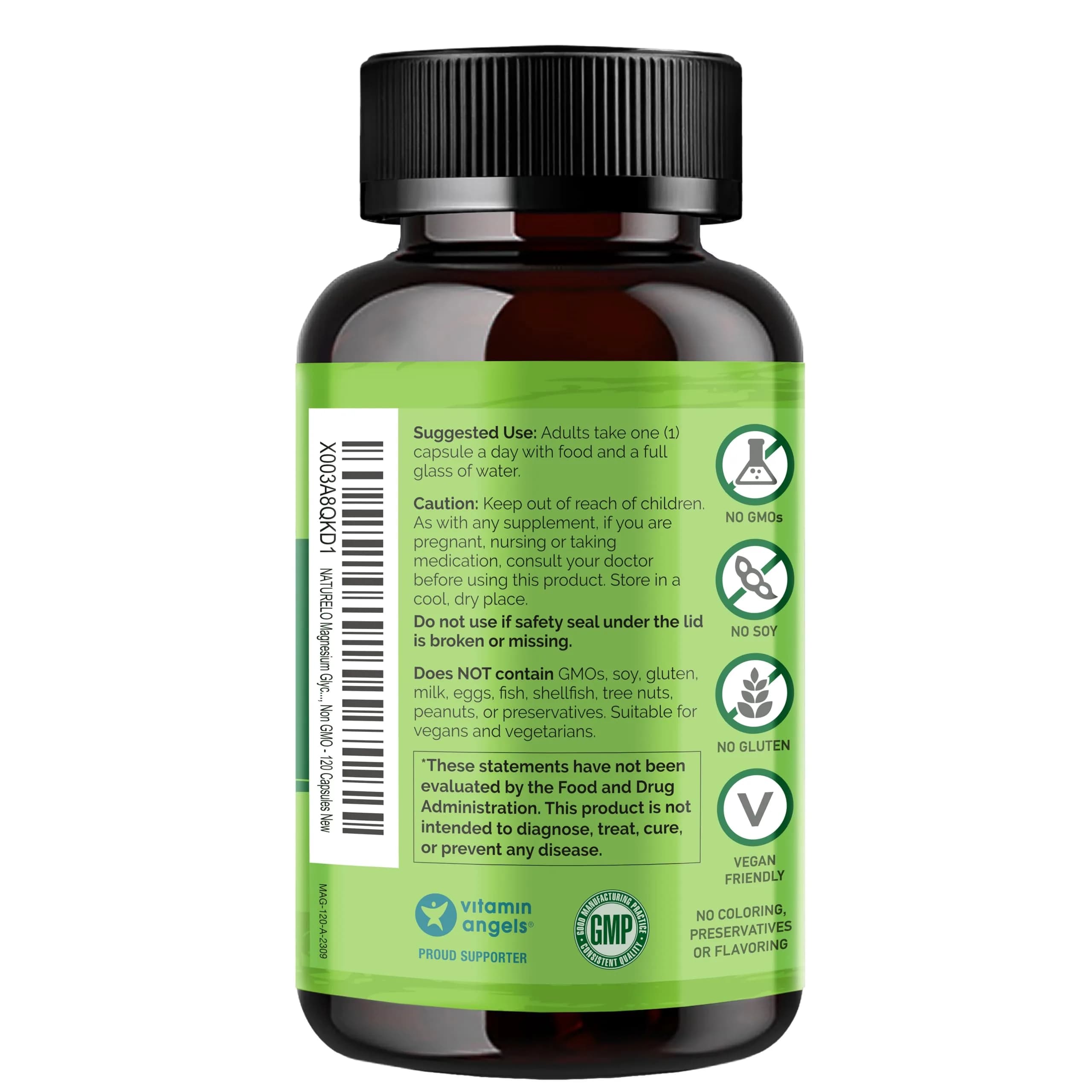 NATURELO Magnesium Glycinate Chelate Complex 200 mg 120 Count | Supports Calm, Sleep & Muscle Relief - view 7