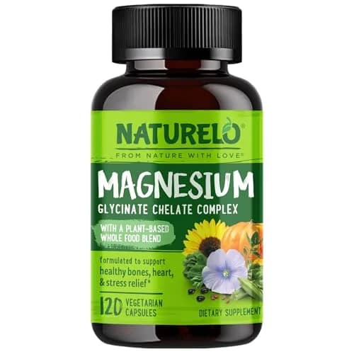 NATURELO Magnesium Glycinate Chelate Complex 200 mg 120 Count | Supports Calm, Sleep & Muscle Relief thumbnail 1