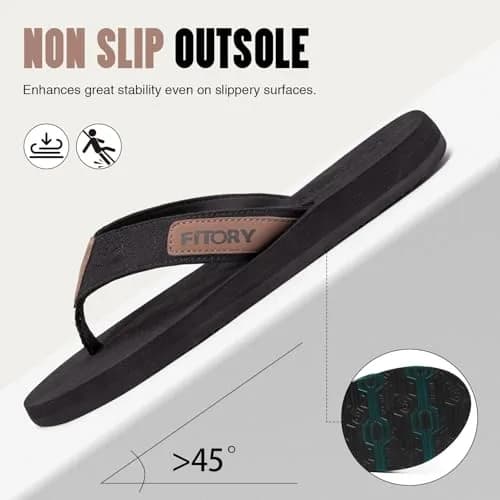 FITORY Men's Flip-Flops, Thongs Sandals Comfort Slippers for Beach | Water-Resistant, Arch Support, Non-slip Sole thumbnail 5