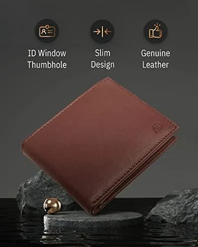 Access Denied Slim Leather Bifold Wallet for Men | RFID Blocking Card Holder with ID Window thumbnail 3