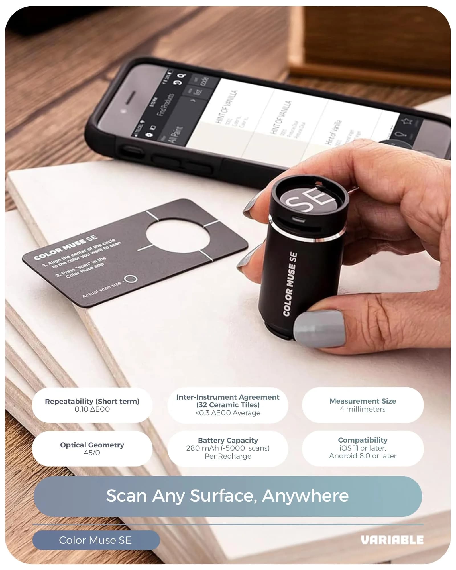 COLOR MUSE SE Colorimeter Paint Color Matching Tool with Calibration Cap | 3cm (1.18in) Device - view 6